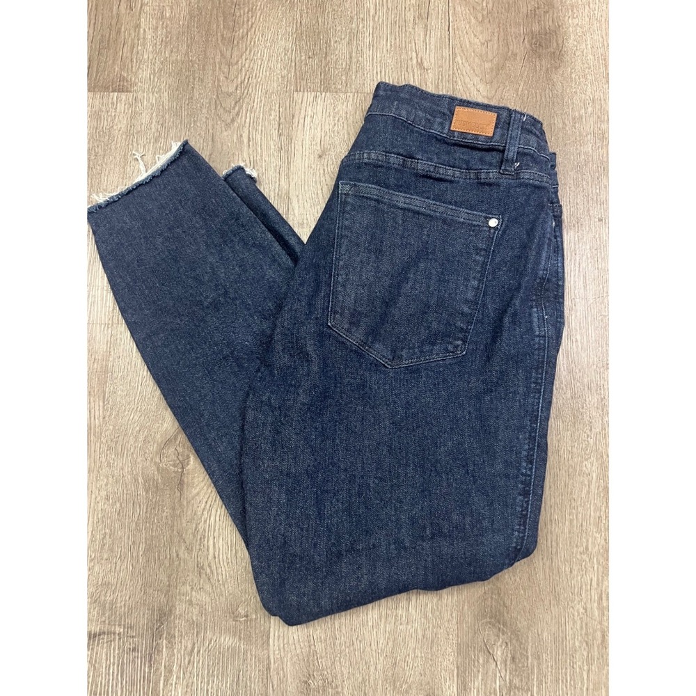 Judy Blue Womens Skinny Fit Dark Wash Raw Hem High Rise Jeans Size 18W Indigo